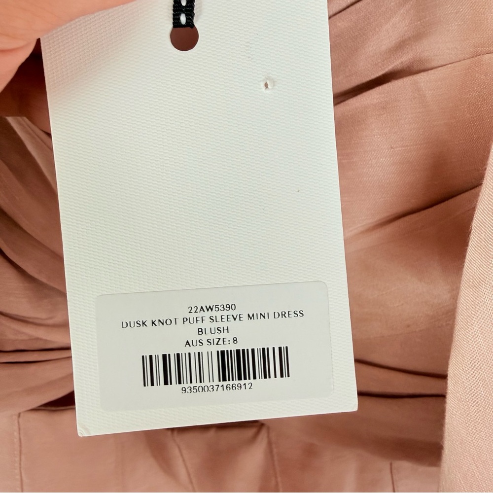 Aje. Dusk Knot Puff Sleeve Mini Dress in Blush - Picture 8 of 10